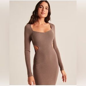 Abercrombie and fitch NWT long‎ sleeve cut out sweater dress white